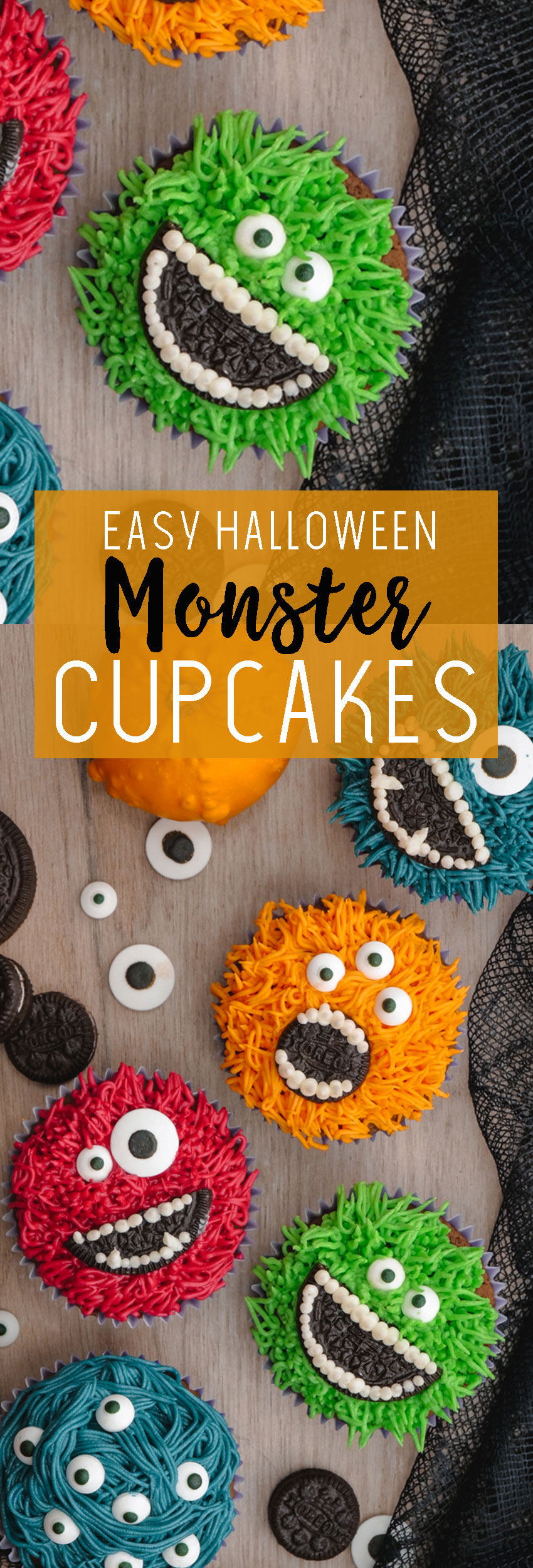 Easy Monster Cupcakes- Halloween cupcake ideas