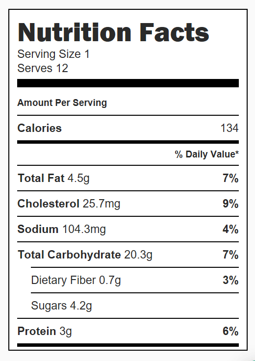 Sour Cream Yeast Rolls Nutrition Facts