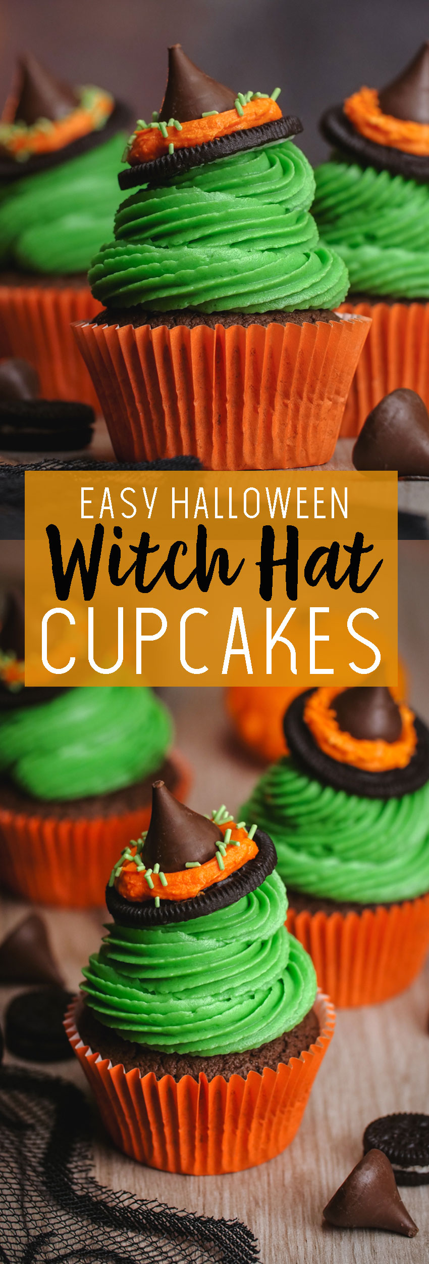 Easy to make witches hat cupcakes for Halloween