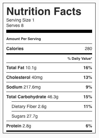 Cranberry Walnut Pie Nutrition Facts