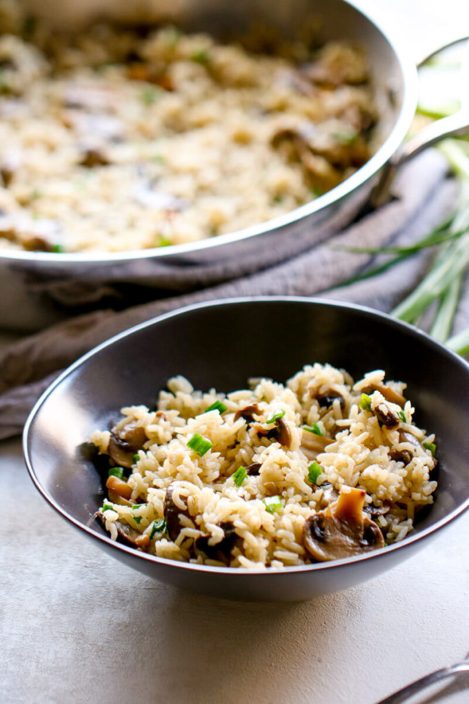 This Mushroom Rice Pilaf is the perfect earthy addition to your dinner table!