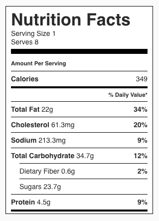 No Bake Butterscotch Pie Nutrition Facts