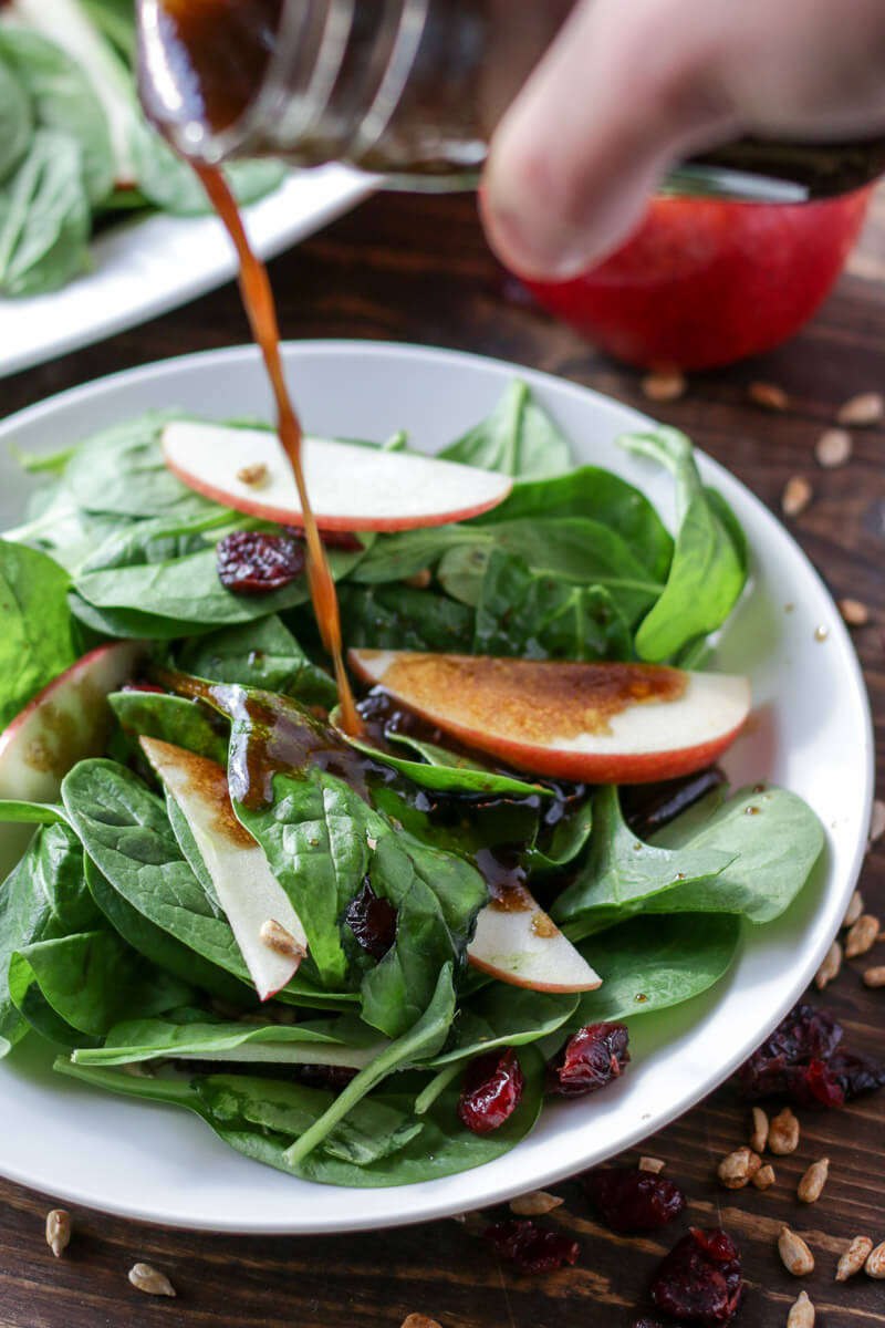 Apple Spinach Salad with Balsamic Vinegar Dressing - Easy Peasy Meals