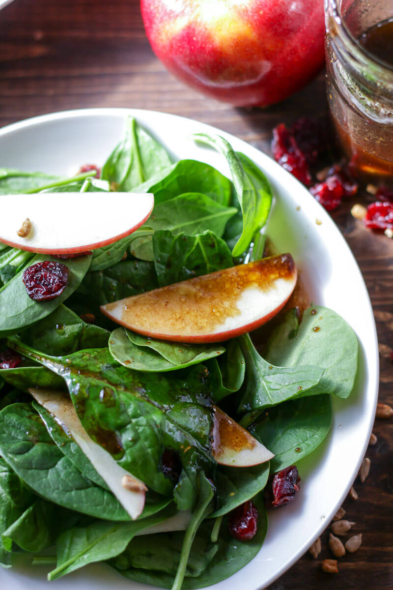 Apple Spinach Salad with Balsamic Vinegar Dressing 