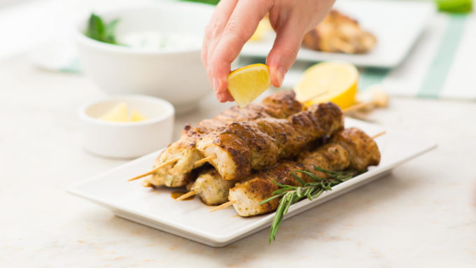 Delicious greek marinated chicken and a tzatziki dipping sauce