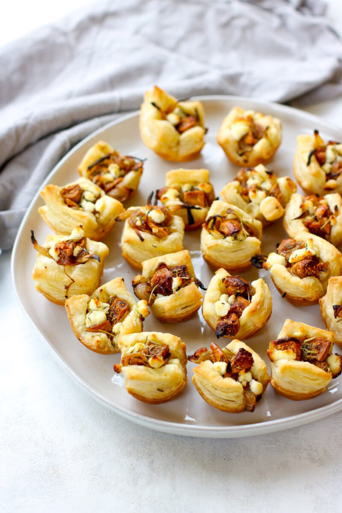 These Caramelized Onion, Fig & Goat Cheese Bites are perfect for all of your holiday parties! They’re full of flavor and so easy to throw together - they’ll be sure to be the first things gone!