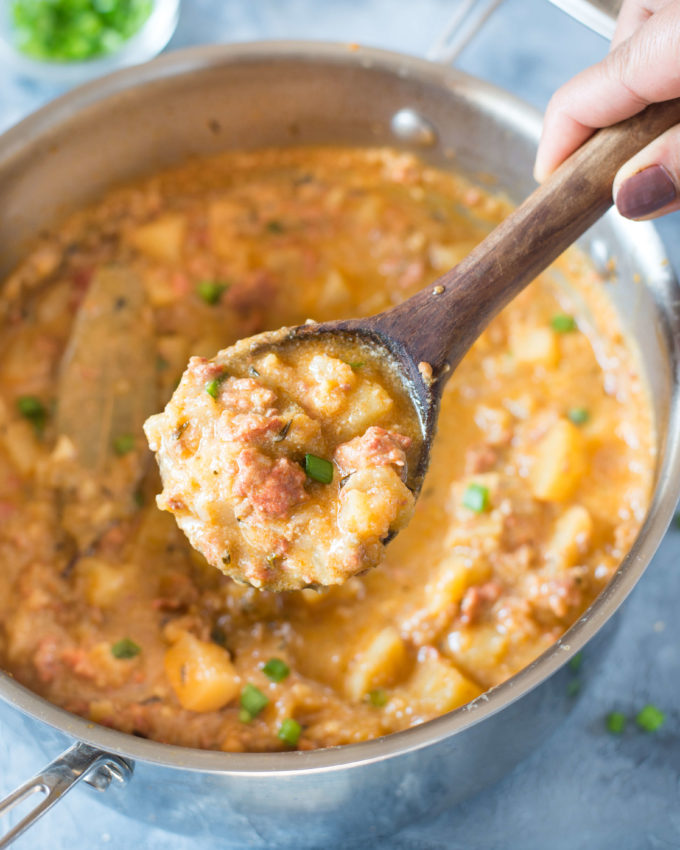 Chorizo and Potato Soup: This ultra-delicious, smokey and creamy Chorizo and potato soup is a bowl of goodness to warm your soul.