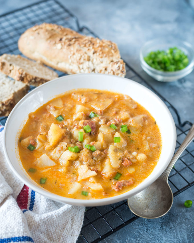 Chorizo and Potato Soup: This ultra-delicious, smokey and creamy Chorizo and potato soup is a bowl of goodness to warm your soul.