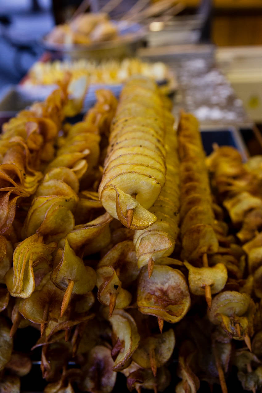 Spiral potatoes Christmas market food