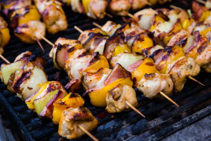 Amazing skewers, tons of good things to eat at the European Christmas Markets