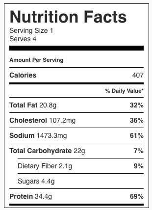 Creamy French Onion Beef and Noodles Nutrition Facts