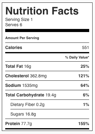 Oven Baked Teriyaki Chicken Nutrition Facts