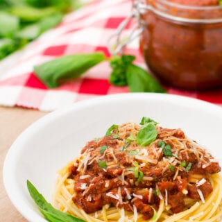Delicious spaghetti dinner using homemade spaghetti sauce
