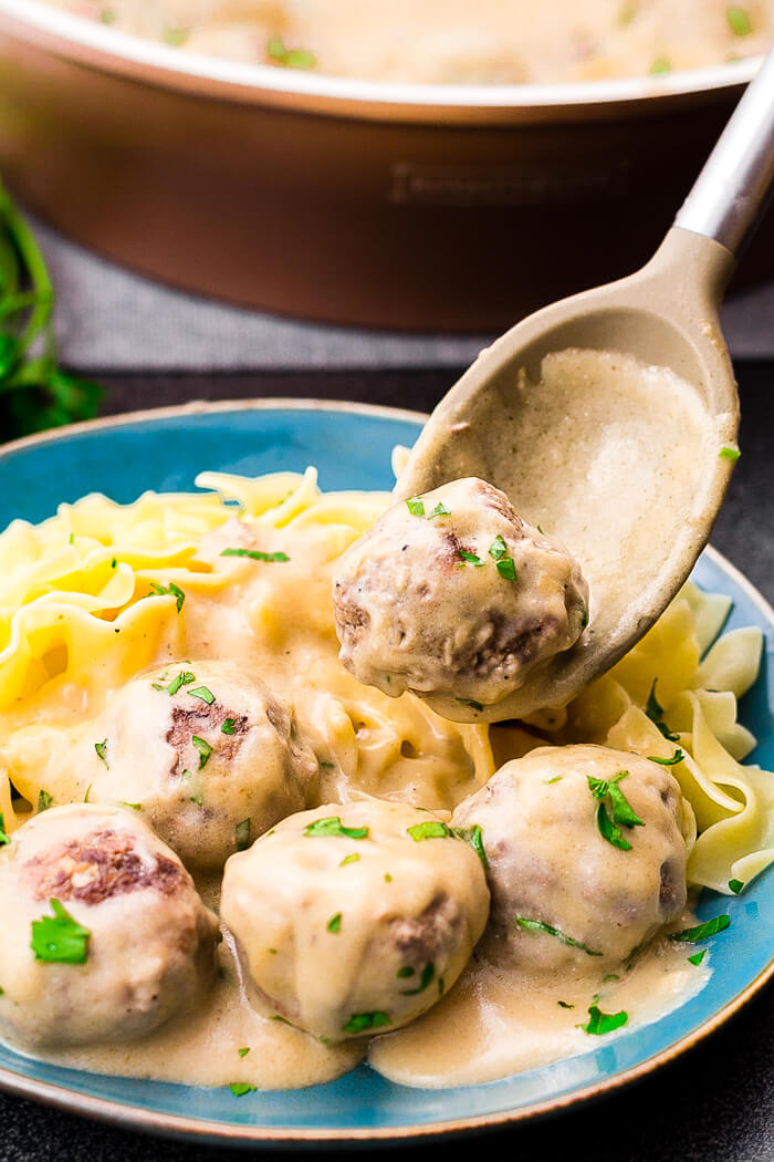 Swedish Meatballs: Mouthwatering, homemade, Swedish meatballs smothered in a decadent sauce; these beat IKEA every time!