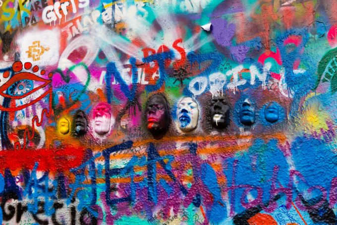 Faces on the John Lennon wall