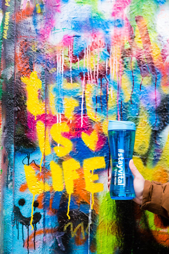 Vital proteins shaker bottle on the Lennon wall! 