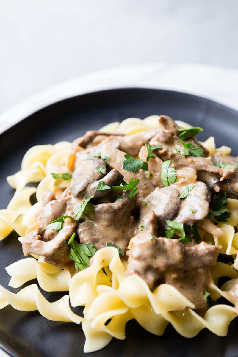Beef Stroganoff: tender flavorful beef, hearty and creamy sauce, and plenty of mushrooms make this easy beef stroganoff an instant pot pressure cooker classic.