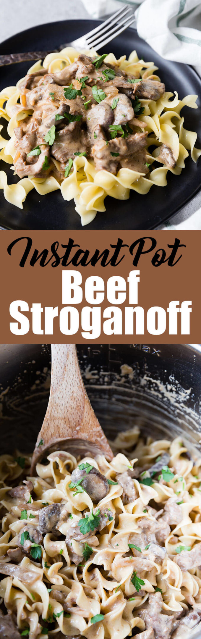 Instant Pot Beef Stroganoff: tender flavorful beef, hearty and creamy sauce, and plenty of mushrooms make this easy beef stroganoff an instant pot pressure cooker classic.