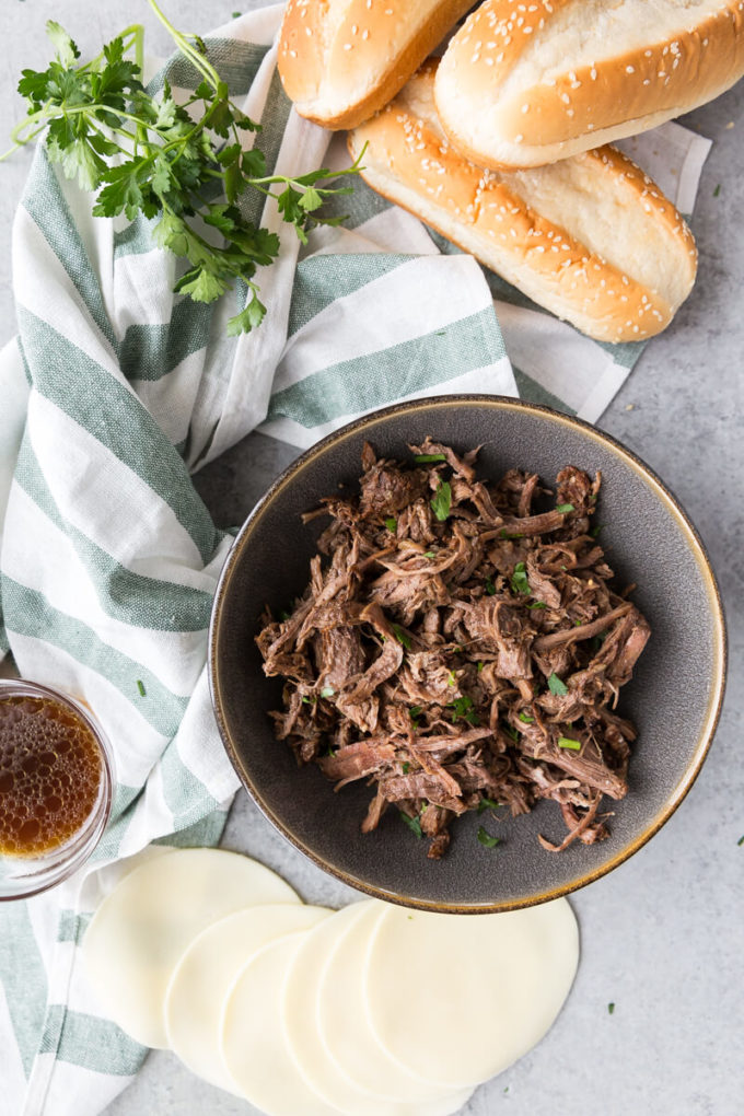 Instant Pot French Dip: Decadent and flavorful french dip sandwiches made in the Instant Pot pressure cooker for a quick and flavorful meal.