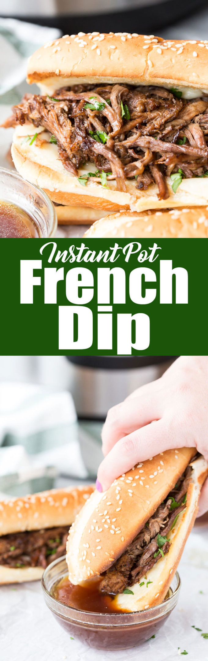 Instant Pot French Dip: Decadent and flavorful french dip sandwiches made in the Instant Pot pressure cooker for a quick and flavorful meal.