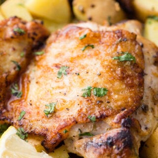 Sheet Pan Greek Chicken Thighs and Potatoes