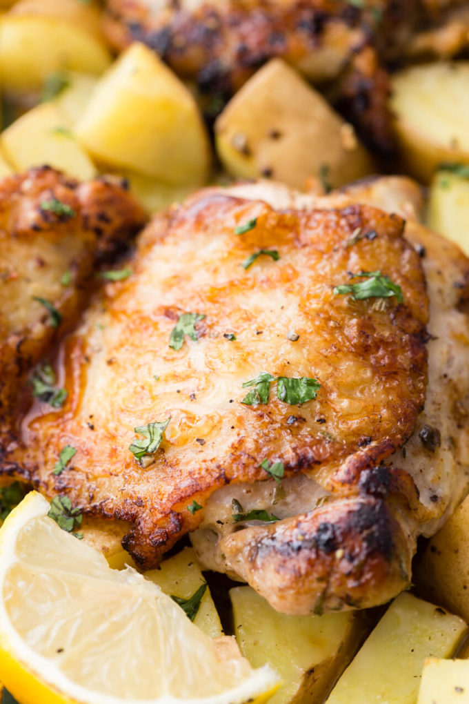 Sheet Pan Greek Chicken Thighs and Potatoes