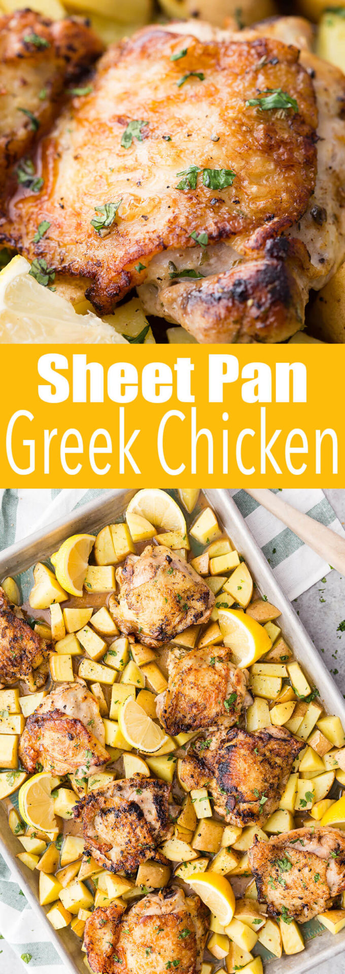 Sheet Pan Greek Chicken: This delicious chicken and potato dinner is so easy and quick to make and loaded with flavor!