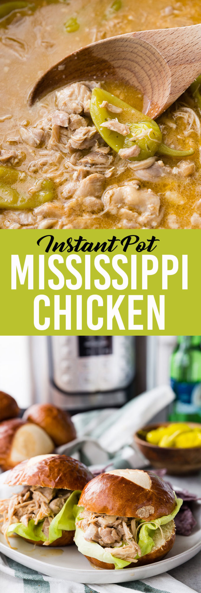 Seriously flavorful Mississippi Chicken cooked to perfection in the Instant Pot Pressure Cooker in just a few minutes time. 