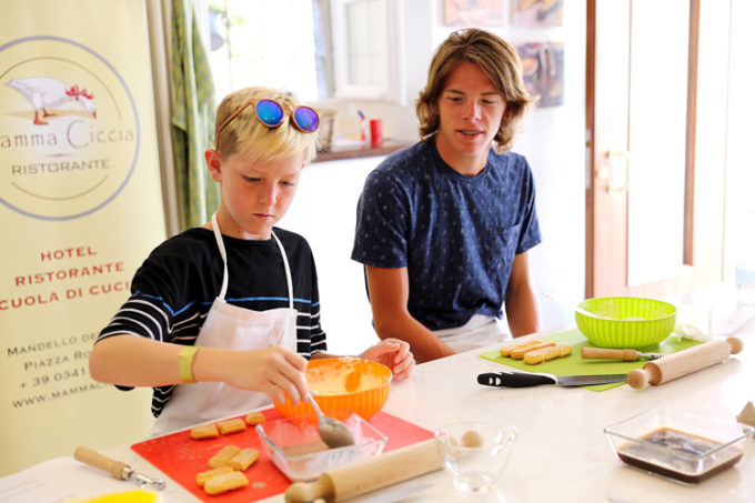 Cooking Class in Lake Como Italy, making tiramisu