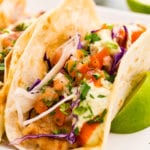 The best Lightened up delicious Baja Fish Tacos, so much flavor in these fish tacos