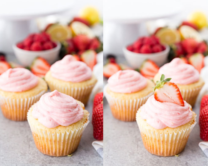 Lemon cupcakes with a lemon raspberry buttercream, start wit a cake mix but better than the box