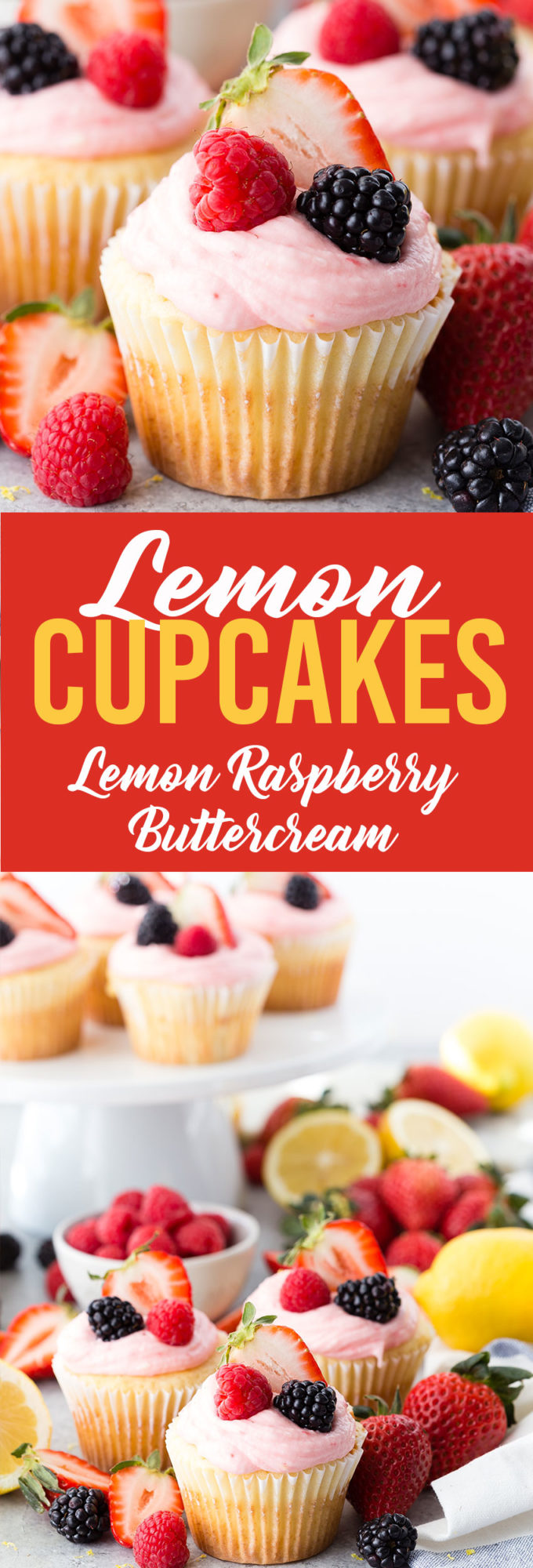 Lemon Cupcakes with Lemon Raspberry Buttercream