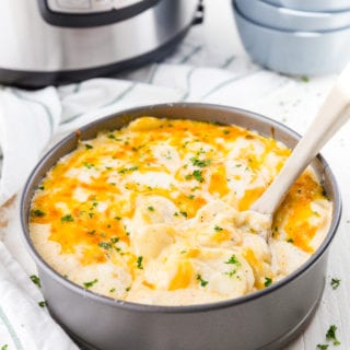 Au Gratin Potatoes cooked in the Instant Pot pressure cooker