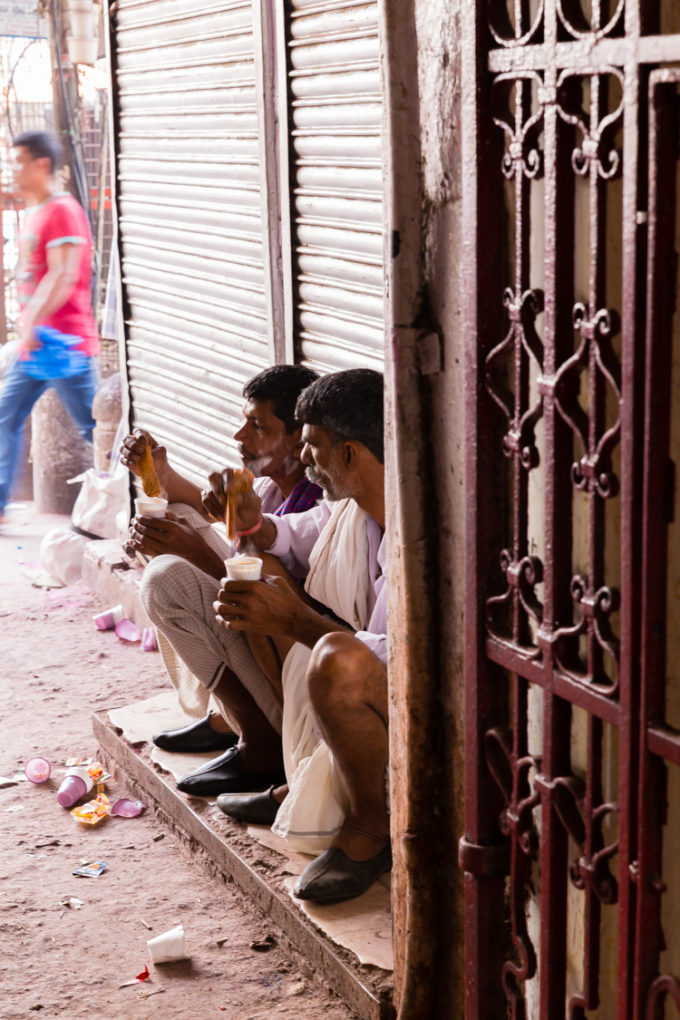 Afternoon snack break in Old Delhi India