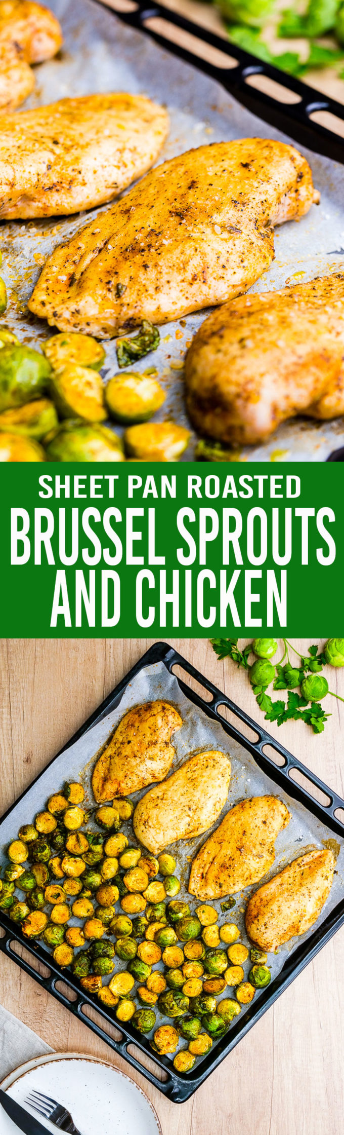 Sheet Pan Roasted Brussel sprouts with chicken