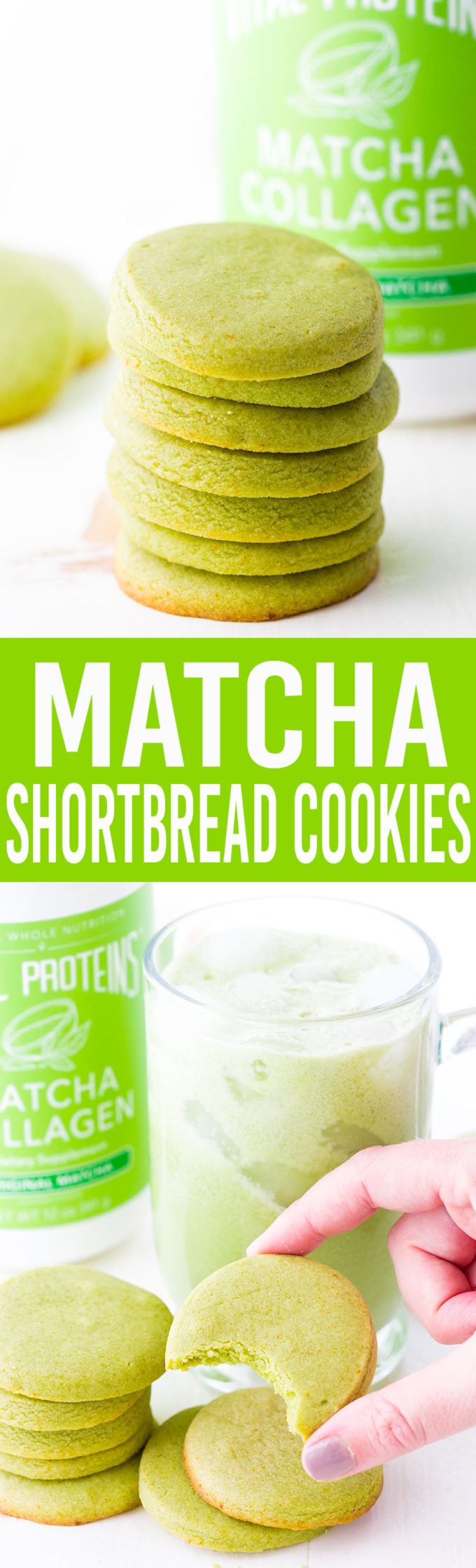 Easy to make Matcha Shortbread Cookies, packed with matcha collagen, and oh so tasty