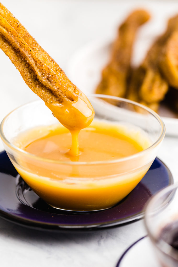 Amazing caramel dipping sauce to pair with easy to make fried churros