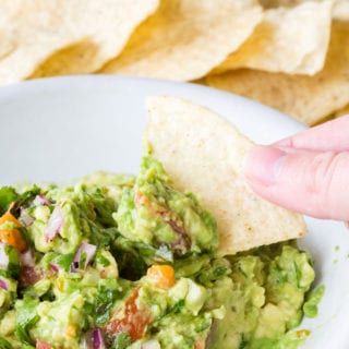 Easy to make guacamole, a delicious avocado and seasoned dip