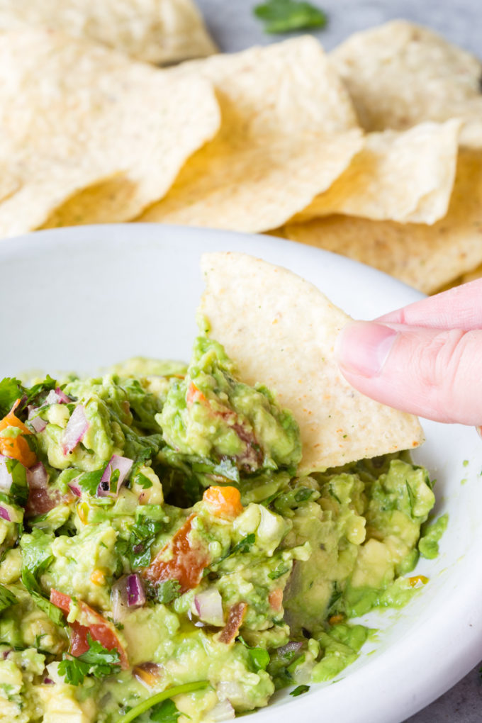 Easy to make guacamole, a delicious avocado and seasoned dip