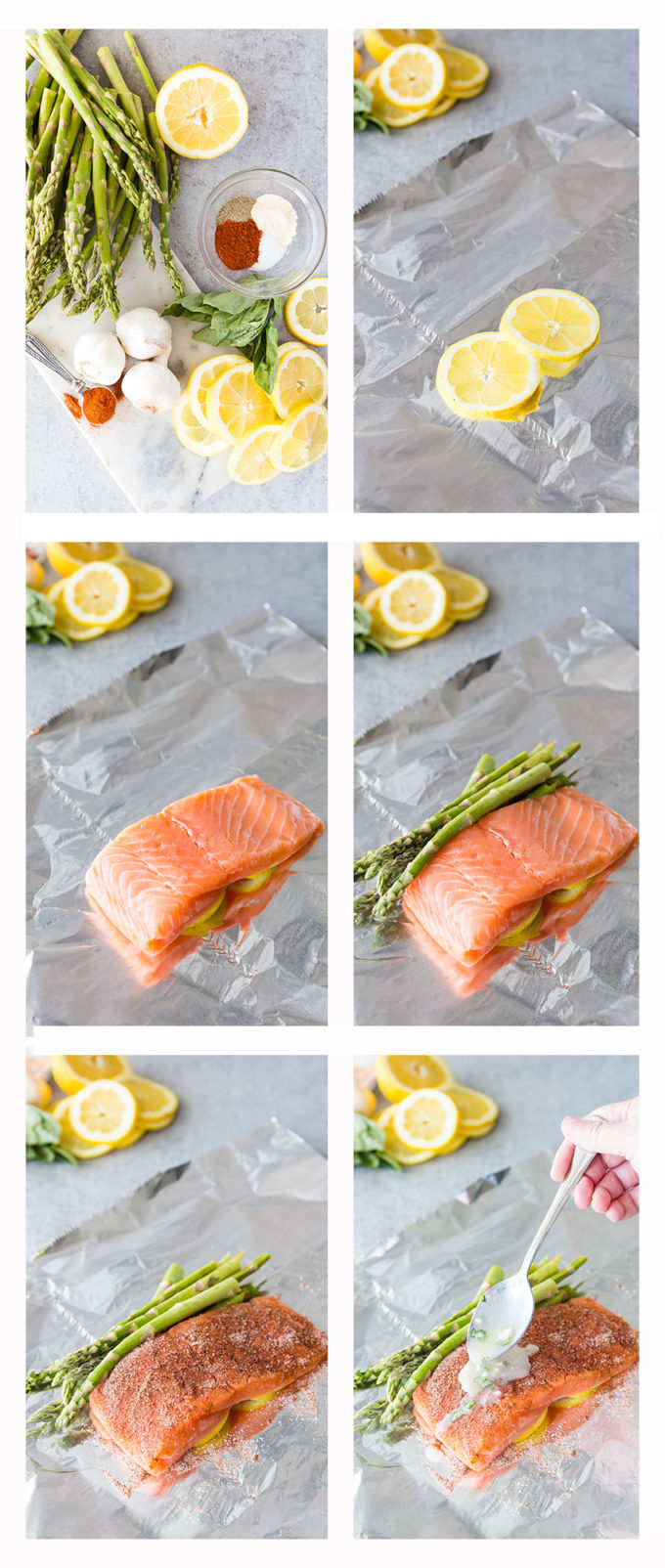 Lemon Butter and Basil Salmon with Asparagus foil packets