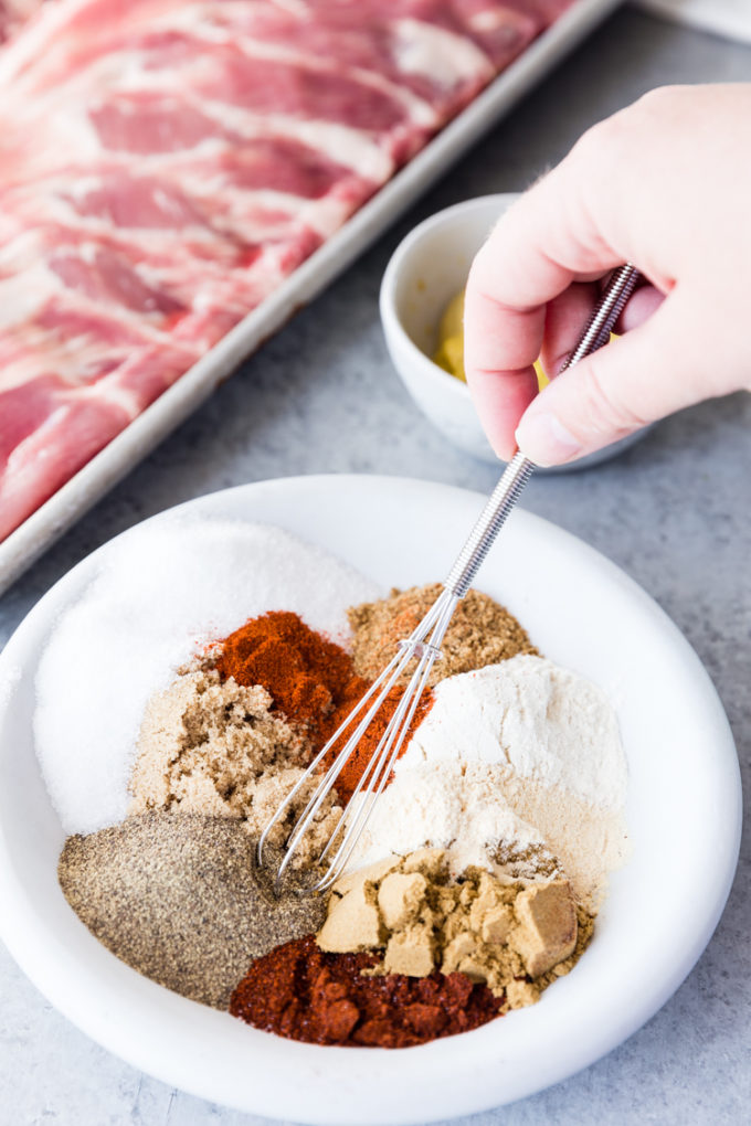 A great spice mixture, being mixed together for Baby Back Ribs