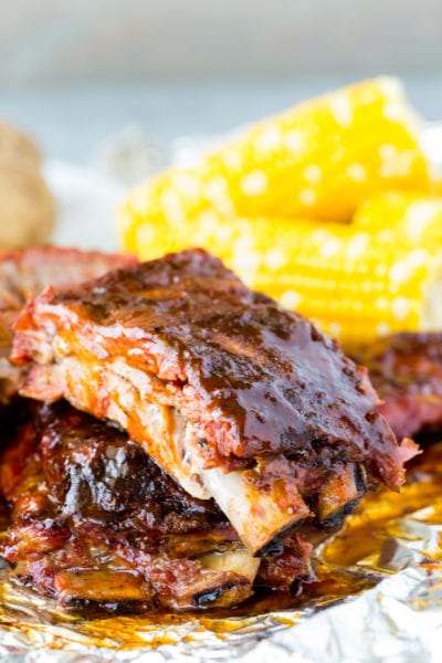 Fall off the bone (almost) tender BABY BACK RIBS, with a bbq sauce