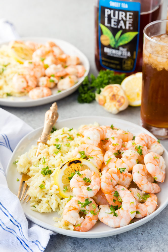 Plates of Garlic Butter Shrimp