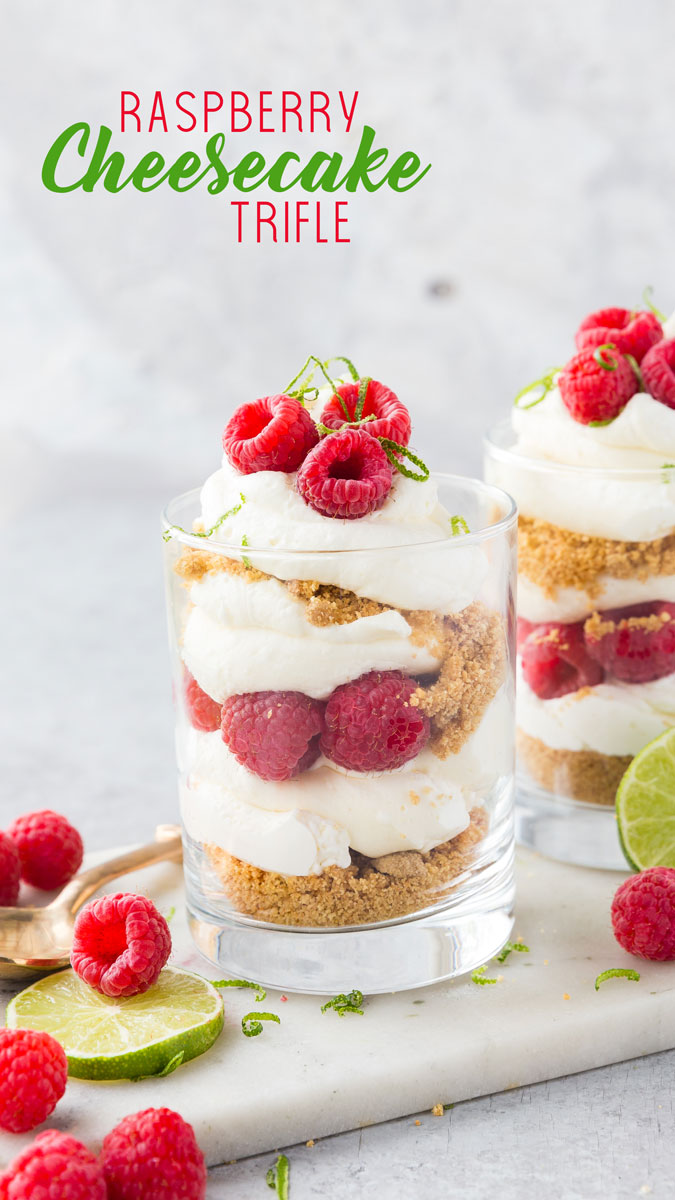 A delicious no bake summer dessert, raspberry cheesecake trifle