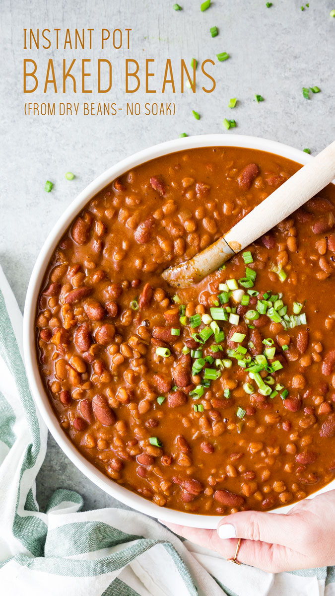 No soak Instant Pot Baked Beans, made from dry beans