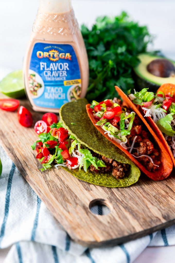 A cutting board full of delicious ground beef tacos