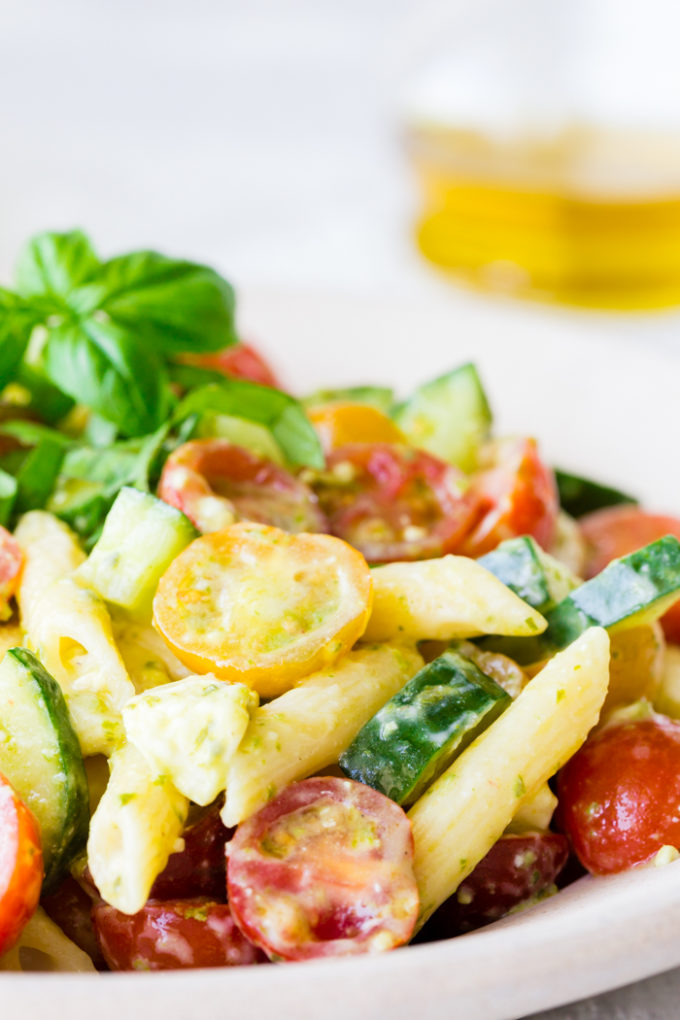 A bowl of delicious Italian Pasta Salad