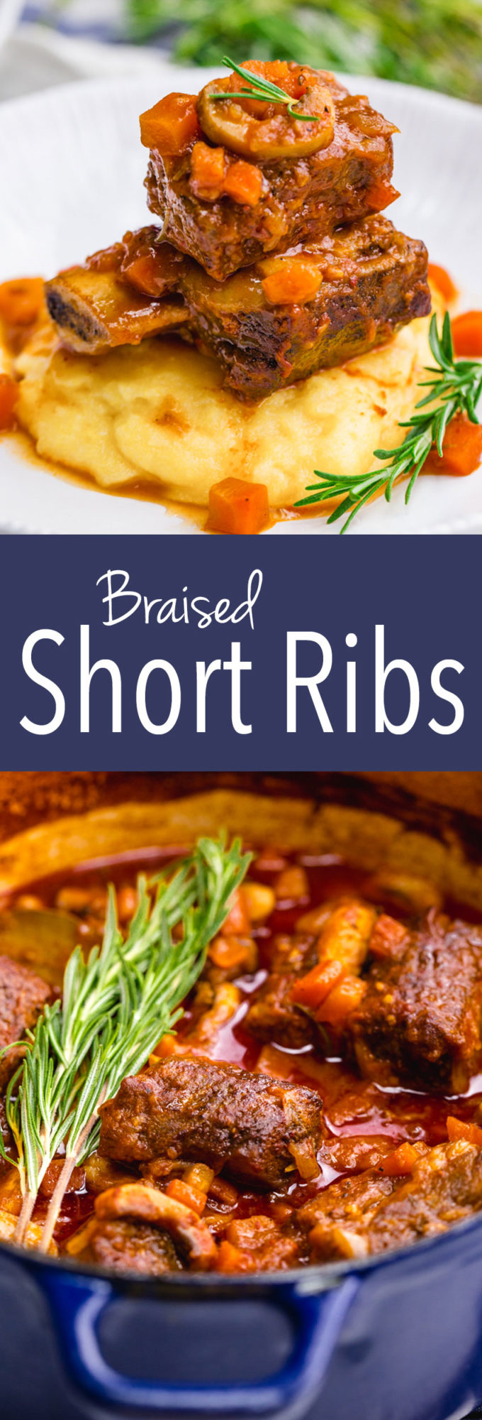 Braised Short Ribs: Deliciously braised in a tomato based sauce with veggies. 