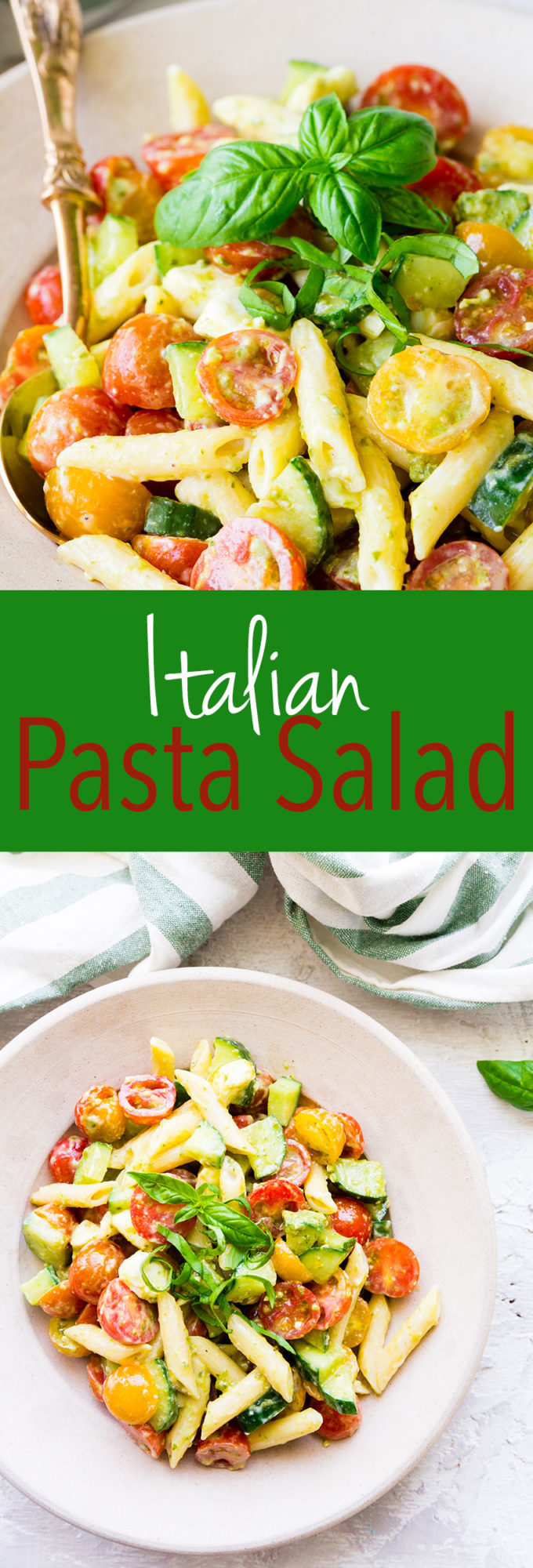 Serve hot or cold, this Italian pasta salad has a creamy Alfredo pesto sauce and all the delicious flavors you crave. 