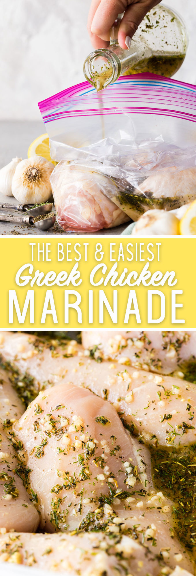 The easiest and best greek chicken marinade also doubles as a dressing! 